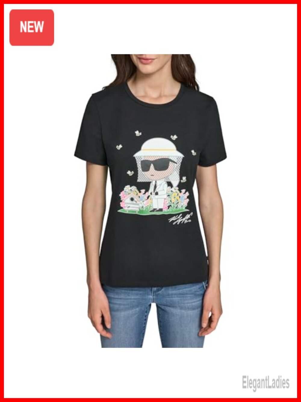 Karl Lagerfeld Short Sleeve Crew Neck Bee Logo T-Shirt